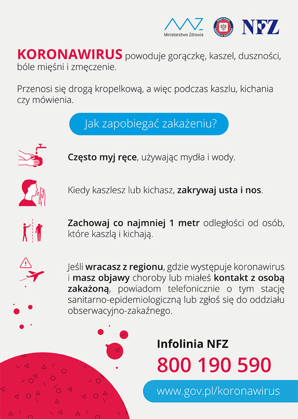 plakat informacyjny o koronawirusie